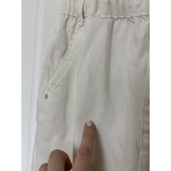 Zara Paper Bag High Rise Cream Lightweight Jeans Size 0 Minimal Barrell Boho - Picture 5 of 7